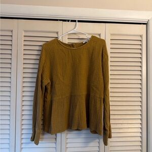 Madewell Mustard Yellow Peplum Top